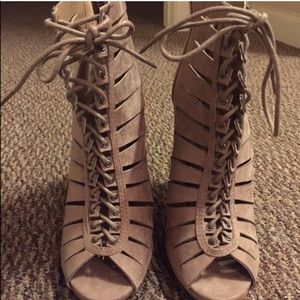 Taupe Lace Up Heels